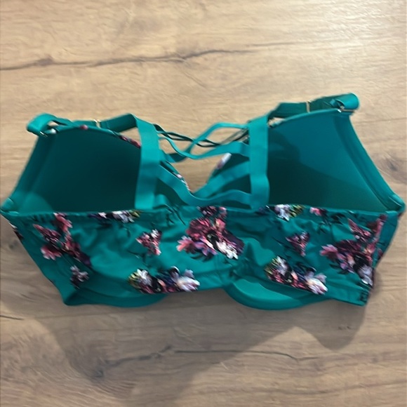 Cacique | Boost Plunge floral lace Kelly green front clasp Bra womenS size 42DDD - Picture 5 of 8